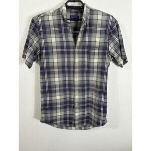 Pendleton Shirt Men’s Size S Plaid Long Sleeve Cotton Button Purple Green